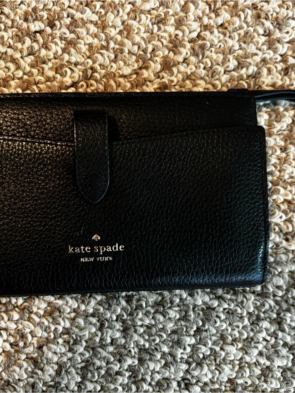 kate spade Black Pebbled Leather Wristlet Wallet
